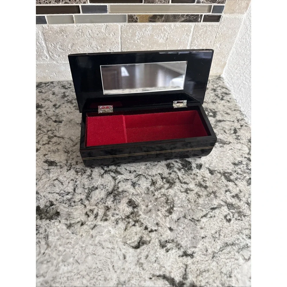 Music Jewelry Box With Floral Engraving From Japan